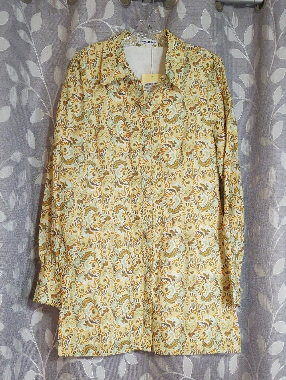 Charlie Holiday Cream & Yellow Floral Cotton Linen Button-Front Dress size 8